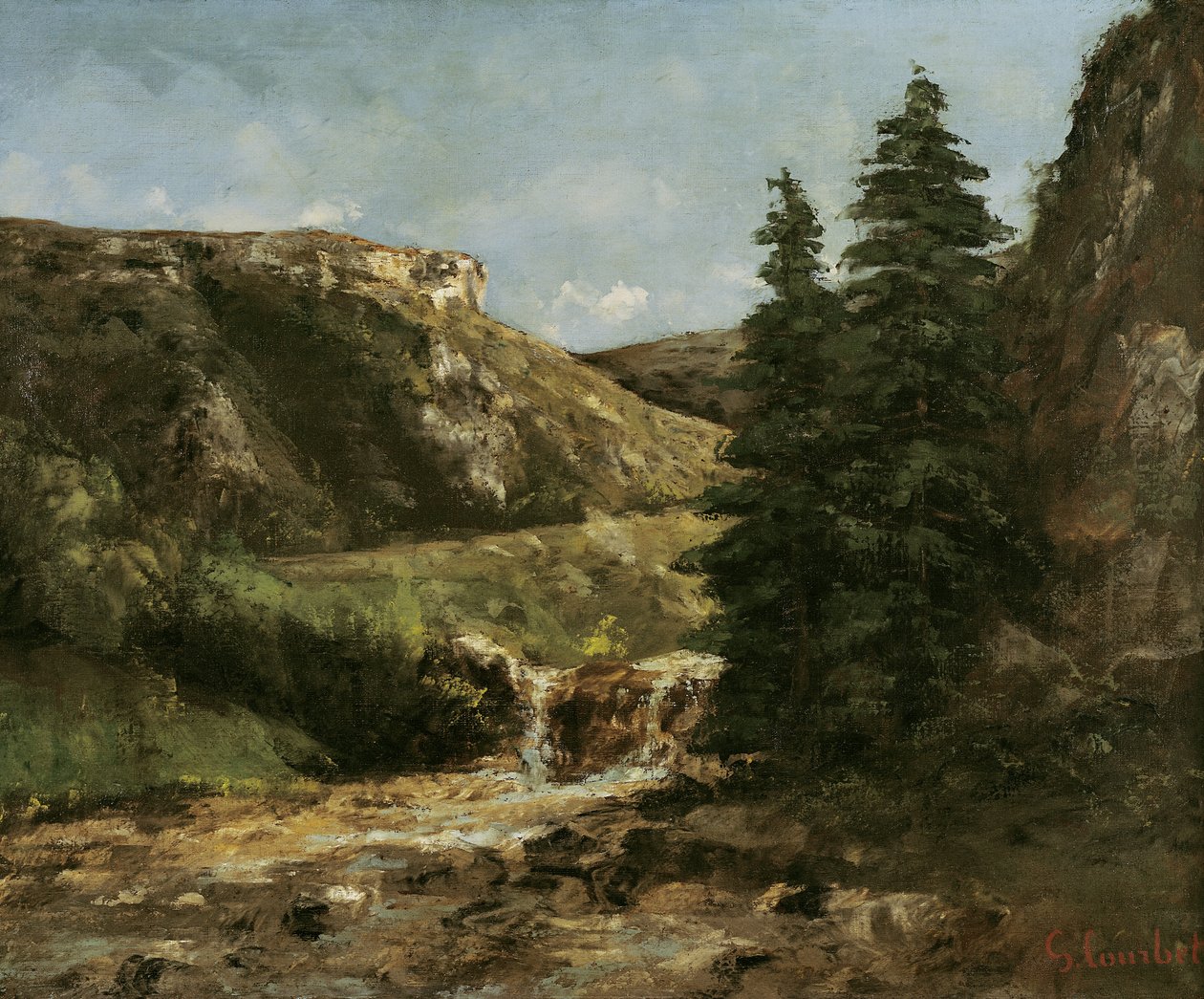 在Ornans附近的风景，c.1858 作者 古斯塔夫·库尔贝