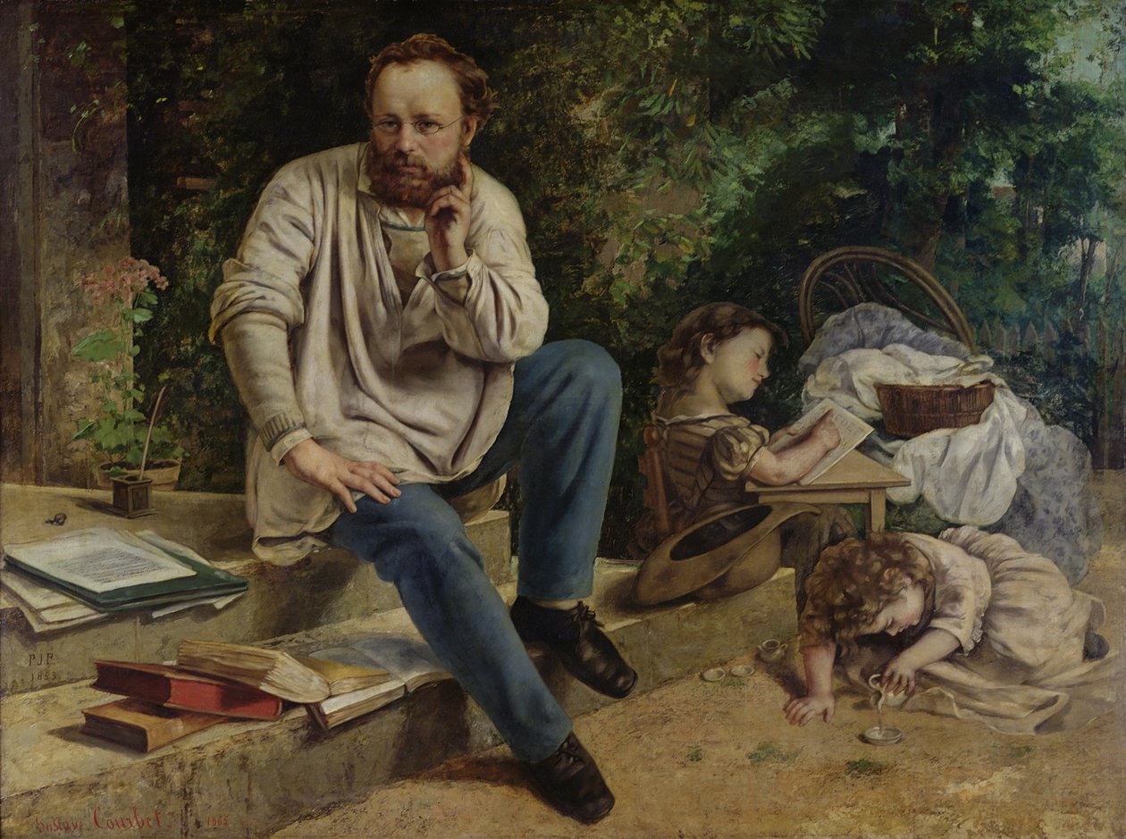 Pierre Joseph Proudhon（1809-65）和他的孩子，1853年，1865年（详见99577） 作者 古斯塔夫·库尔贝