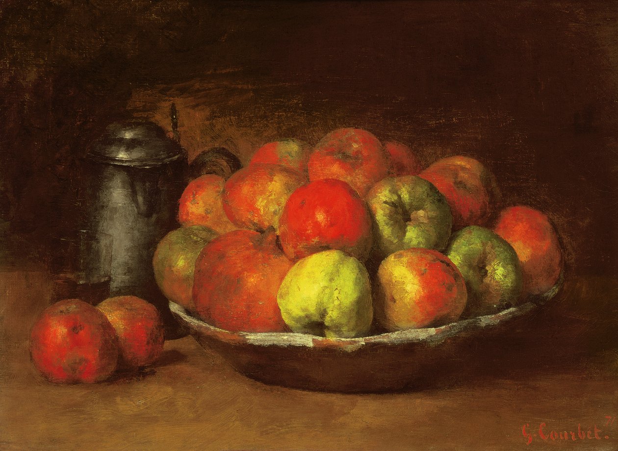 静物与苹果和石榴，1871-72 作者 古斯塔夫·库尔贝