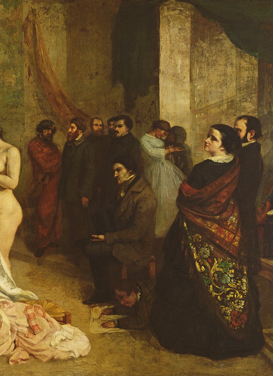 画家的工作室，一个真实的寓言，1855年的油画布细节19190 作者 古斯塔夫·库尔贝