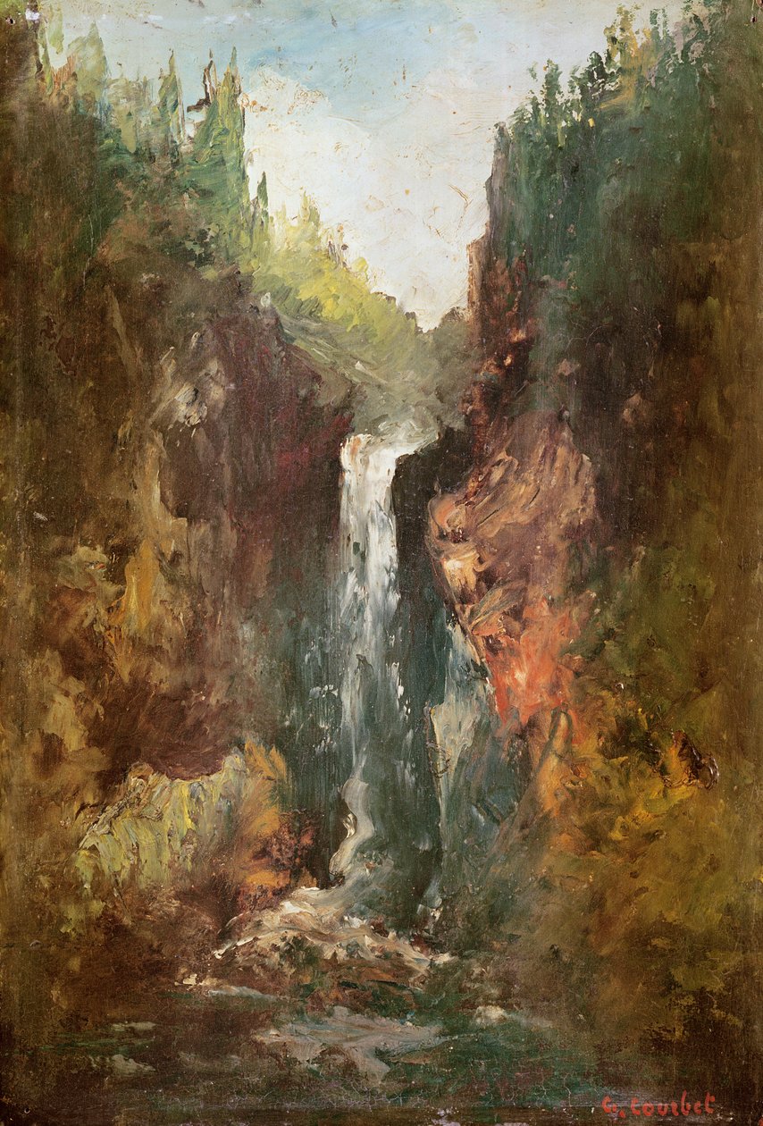 瀑布（也称为La Chute de Conches），1873年（油木） 作者 古斯塔夫·库尔贝