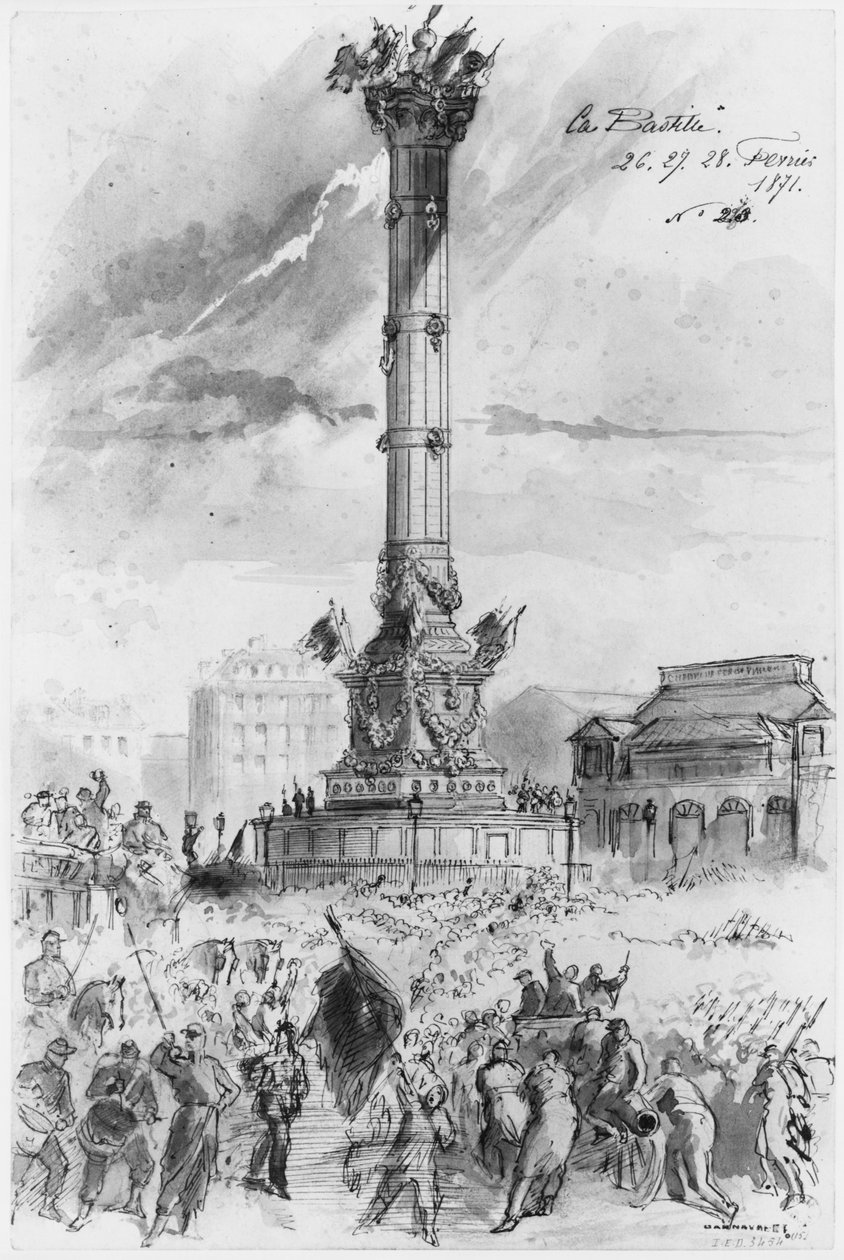 1871年2月26日，27日，巴黎的巴黎围城专辑（笔和棕色墨水洗，铅笔在纸上） 作者 古斯塔夫·多尔（Gustave Dore）
