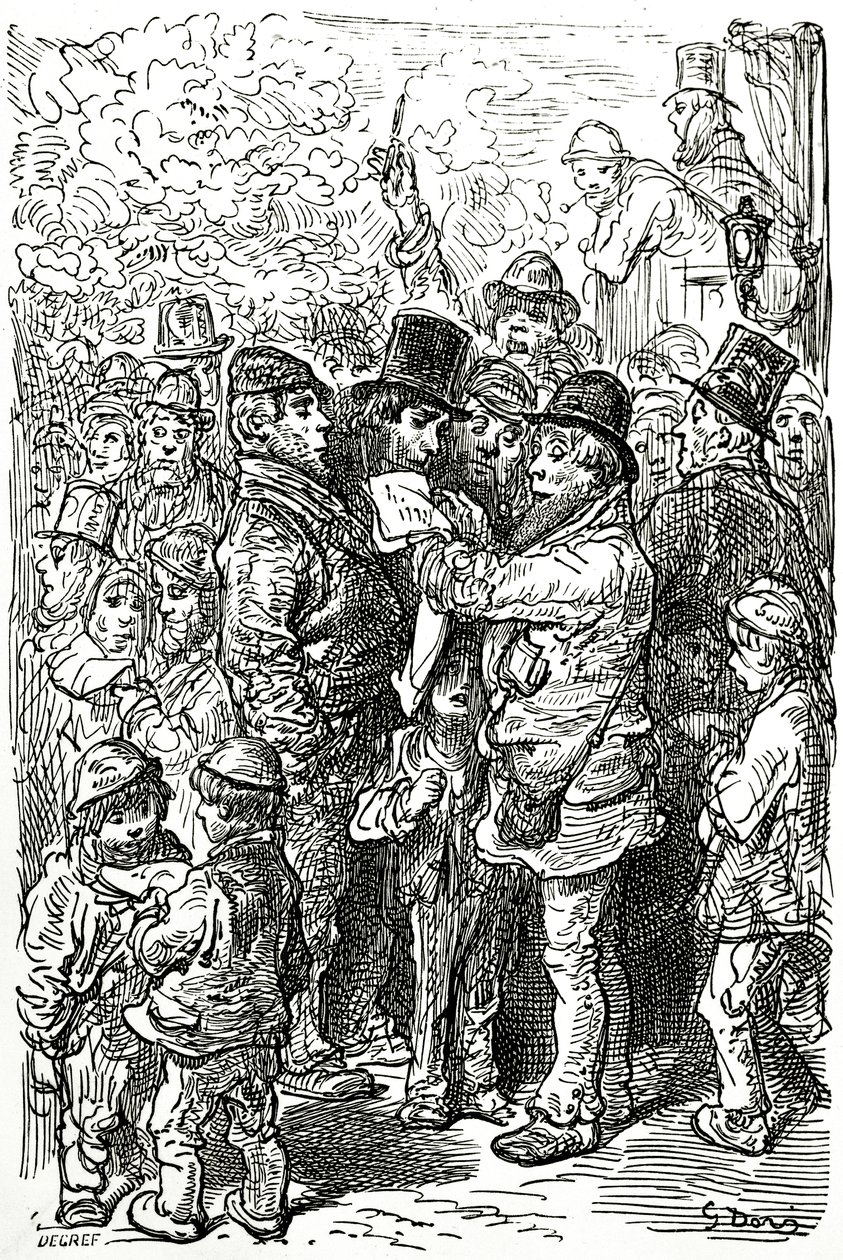 1872年在伦敦的戒指外投注一场拳击比赛 作者 古斯塔夫·多尔（Gustave Dore）