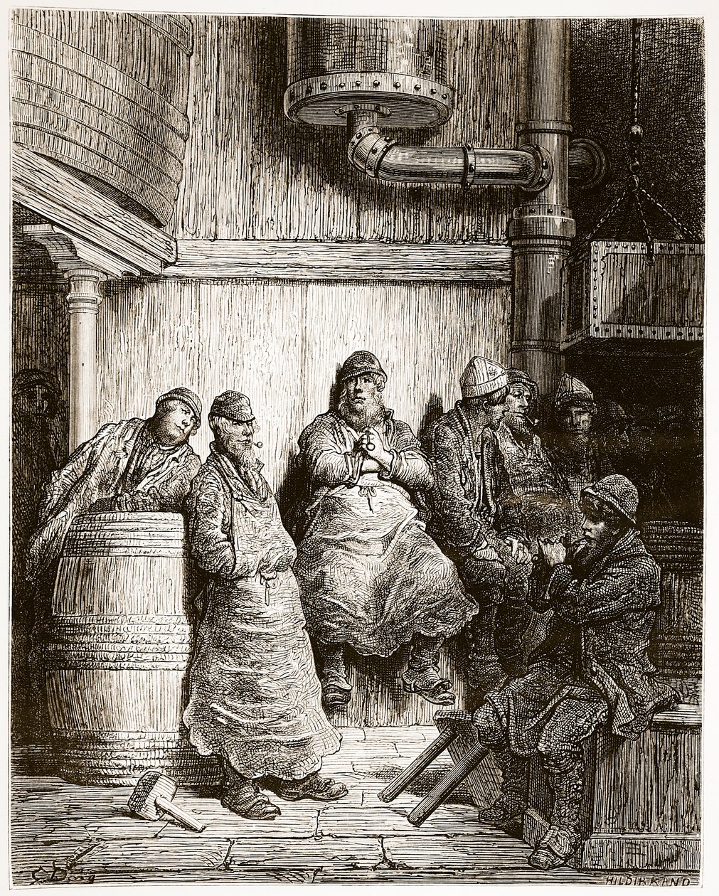 休息的酿酒人，来自&39;伦敦，一个朝圣&39;，由William Blanchard Jerrold（1826-94）撰写，并由Hildibrand，pub雕刻。 1872年 作者 古斯塔夫·多尔（Gustave Dore）