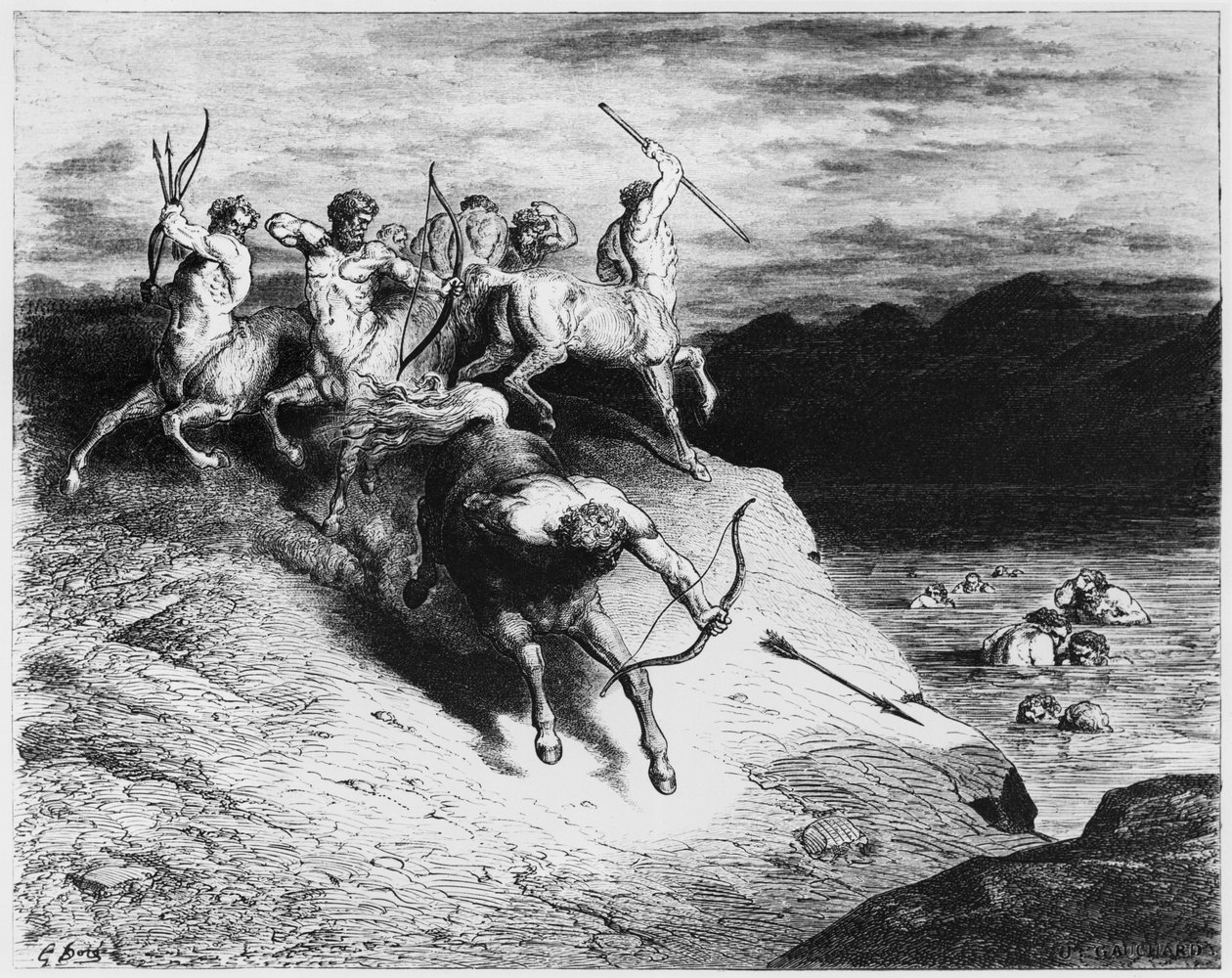 半人马，来自&39;The Divine Comedy&39;（Inferno）的插图作者：Dante Alighieri（1265-1321）巴黎，1885年出版 作者 古斯塔夫·多尔（Gustave Dore）