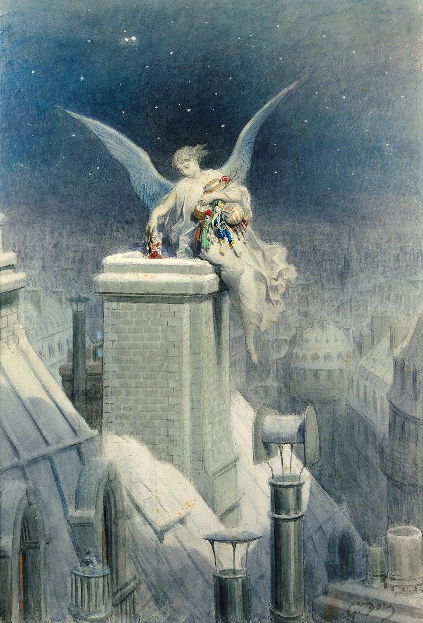 平安夜（纸上的水粉和水粉） 作者 古斯塔夫·多尔（Gustave Dore）