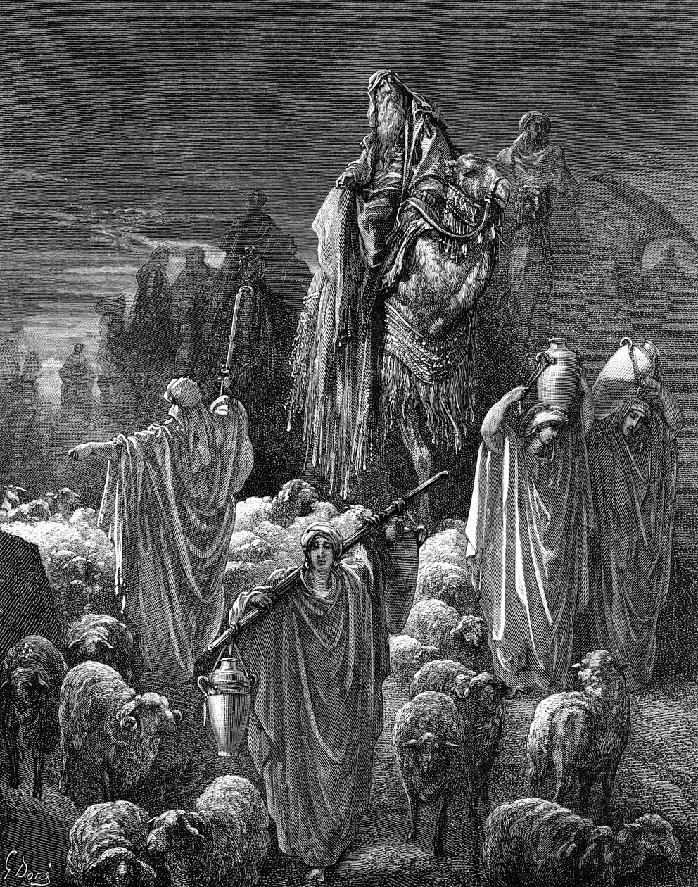 雅各布由古斯塔夫·多雷前往埃及。 - 圣经 作者 古斯塔夫·多尔（Gustave Dore）