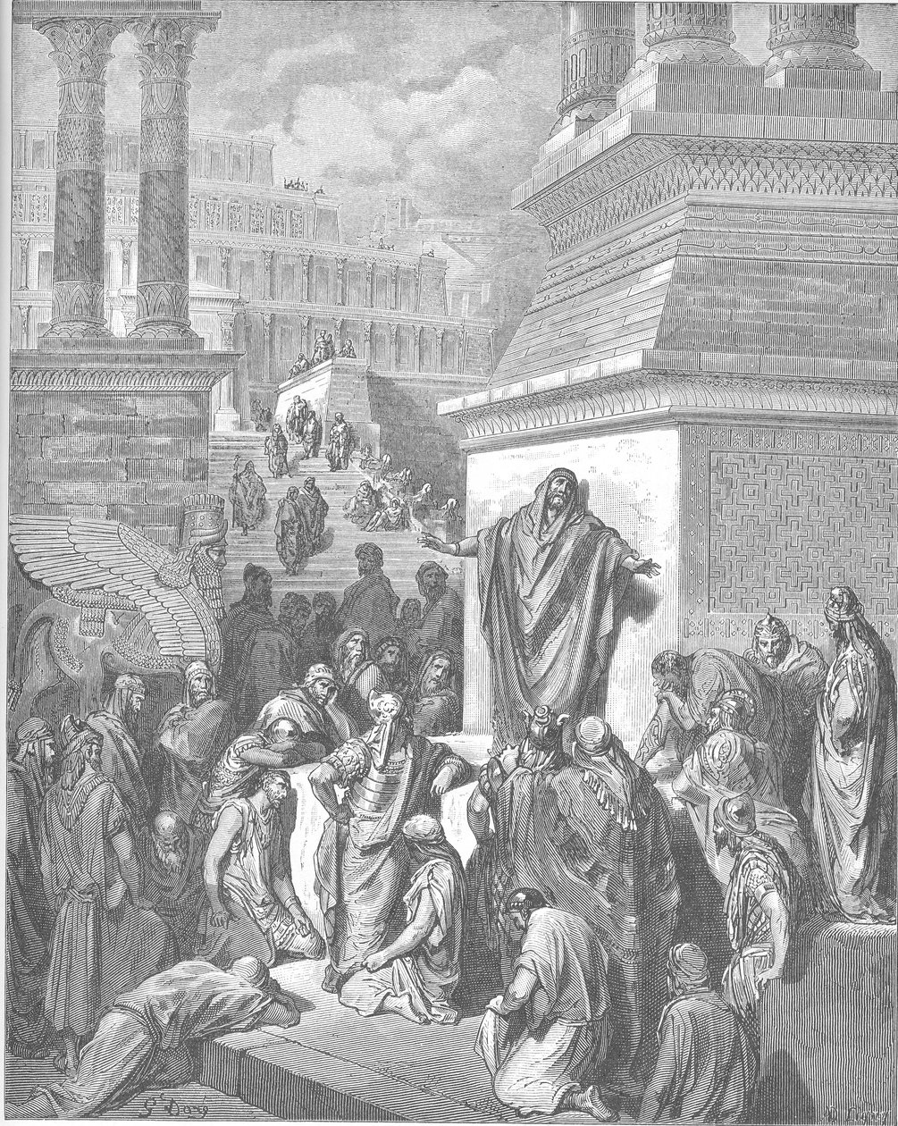 约拿向尼尼微人讲道 作者 古斯塔夫·多尔（Gustave Dore）