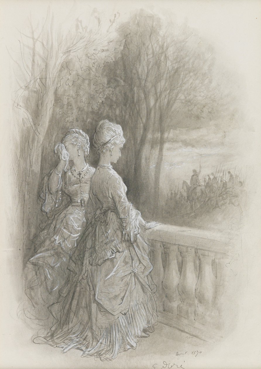 Les Adieux，1870年（带有灰色洗涤的铅笔，用身体颜色加强） 作者 古斯塔夫·多尔（Gustave Dore）