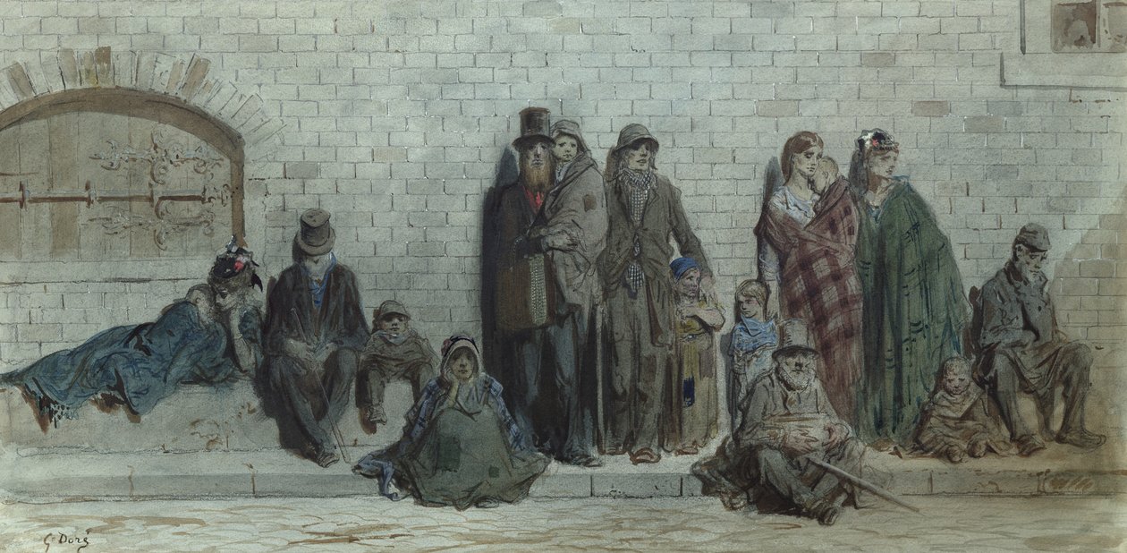 伦敦街景，c.1868-72（wc und gouache on paper） 作者 古斯塔夫·多尔（Gustave Dore）