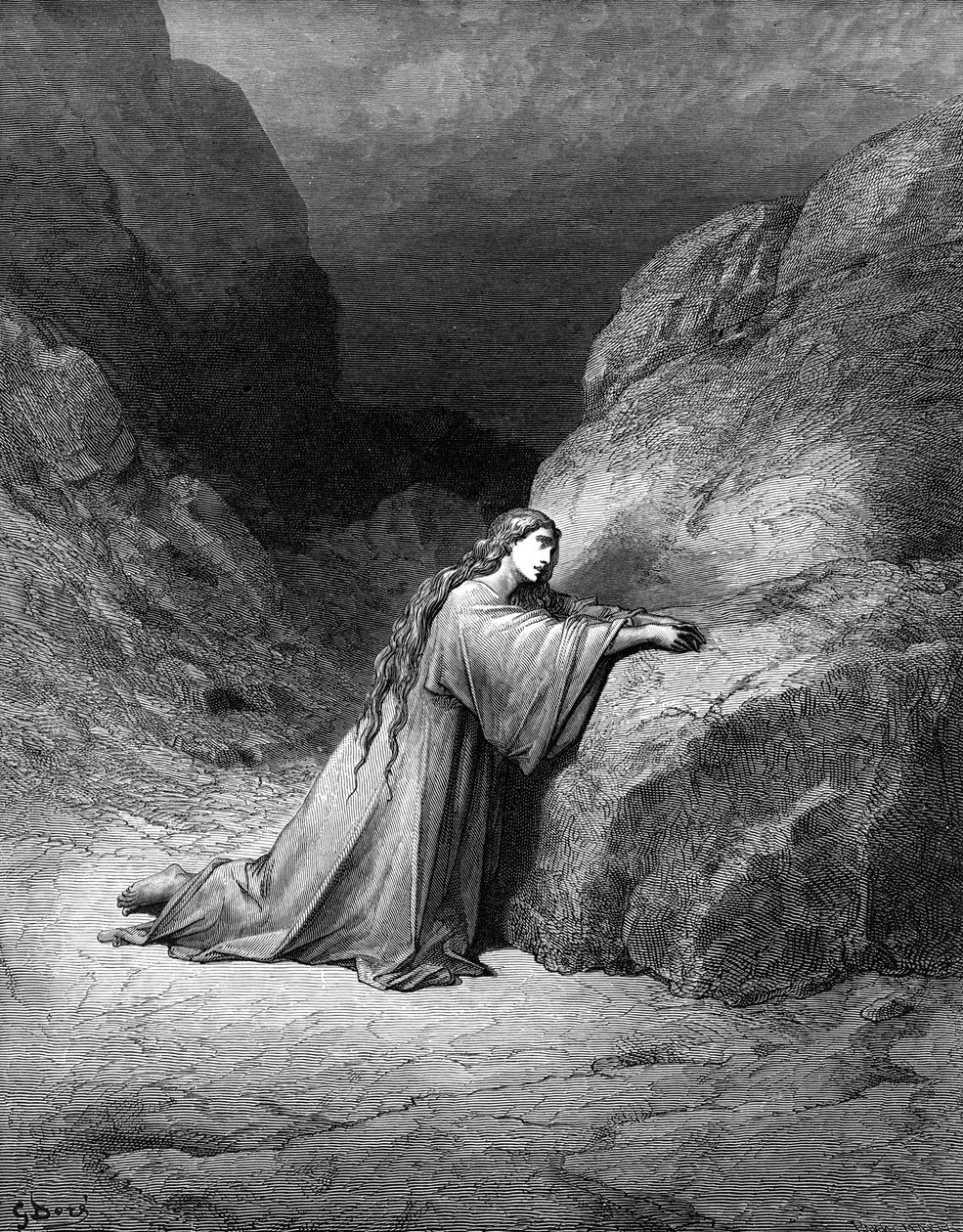 抹大拉的玛利亚，悔改的罪人 - 圣经 作者 古斯塔夫·多尔（Gustave Dore）