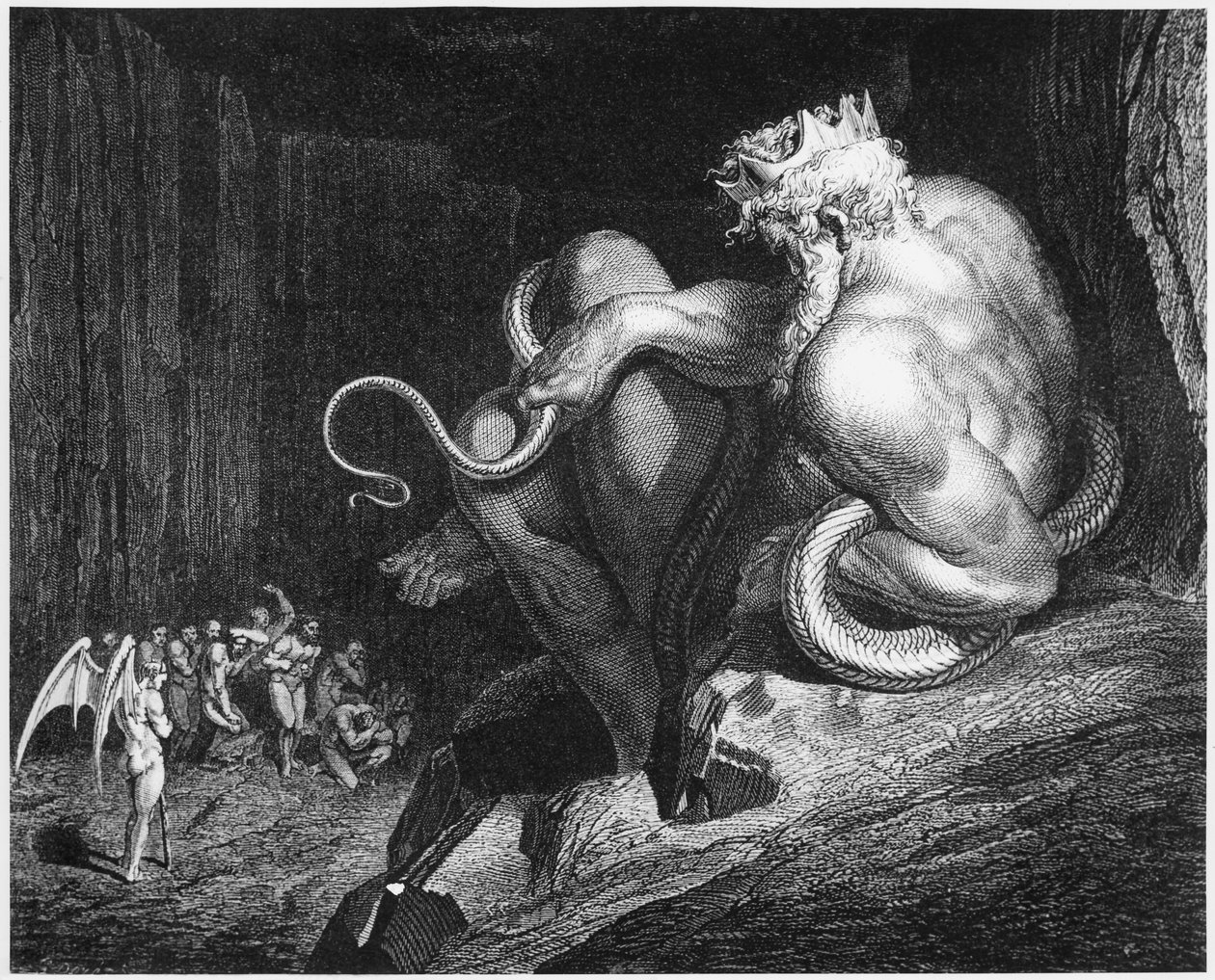 米诺斯，克里特岛国王，来自“神曲”（Inferno）的插图作者：Dante Alighieri（1265-1321） 作者 古斯塔夫·多尔（Gustave Dore）