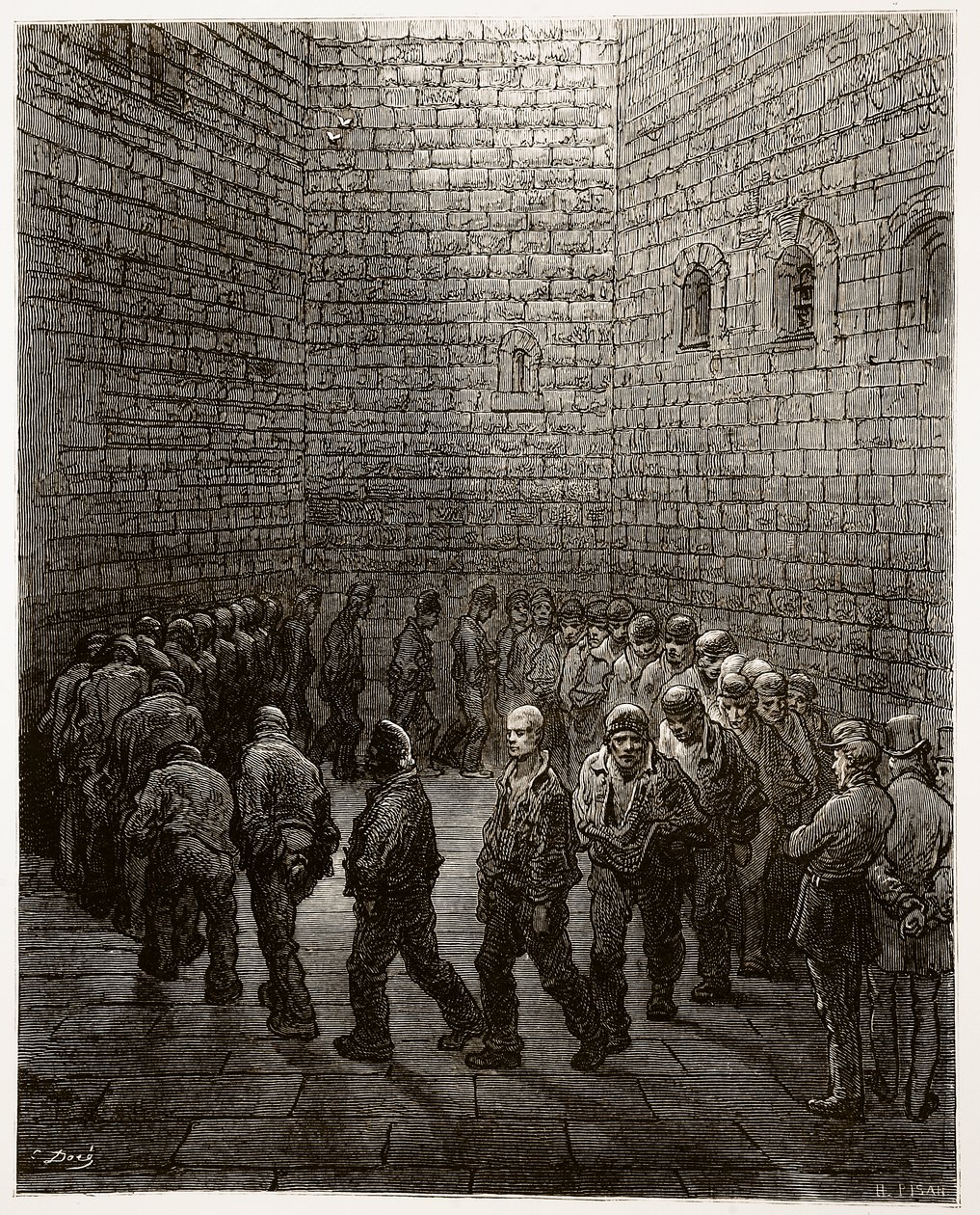 Newgate  - 练习场，来自&39;伦敦，一个朝圣&39;，由William Blanchard Jerrold（1826-84）编写，并由Heliodore Joseph Pisan（1822-90）酒吧刻。 1872年 作者 古斯塔夫·多尔（Gustave Dore）