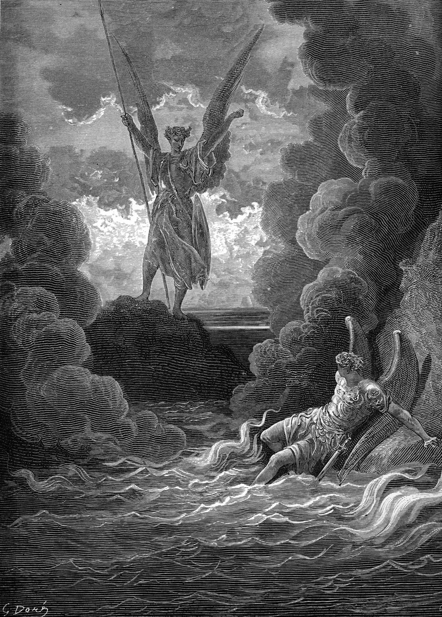 失乐园：撒旦和别西卜。 作者 古斯塔夫·多尔（Gustave Dore）