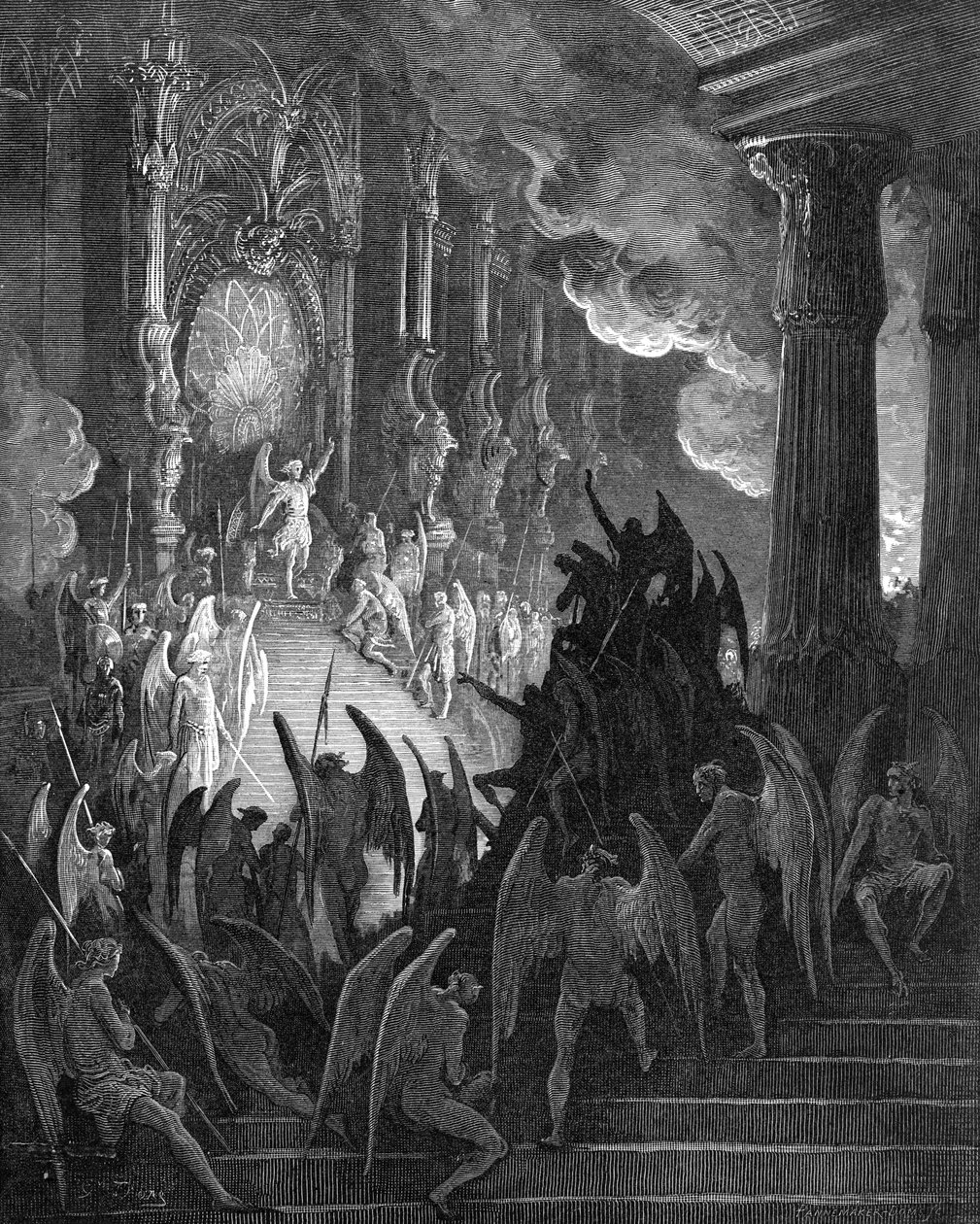 失乐园：撒旦在议会，由古斯塔夫·多雷雕刻 作者 古斯塔夫·多尔（Gustave Dore）