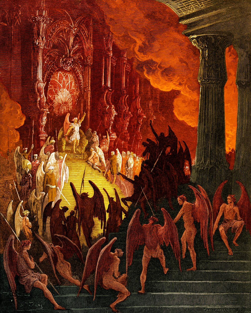 失乐园：撒旦在议会，由古斯塔夫·多雷雕刻 作者 古斯塔夫·多尔（Gustave Dore）