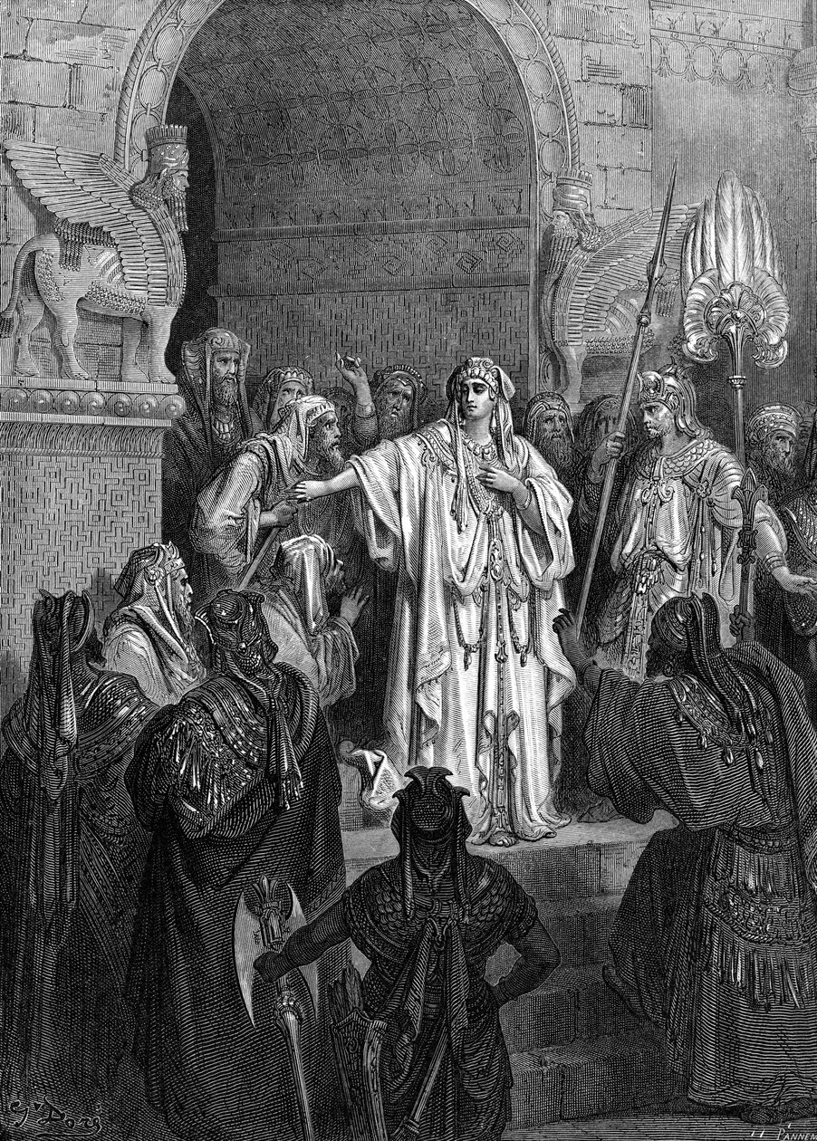 女王Vashti，由Doré雕刻。 - 圣经 作者 古斯塔夫·多尔（Gustave Dore）