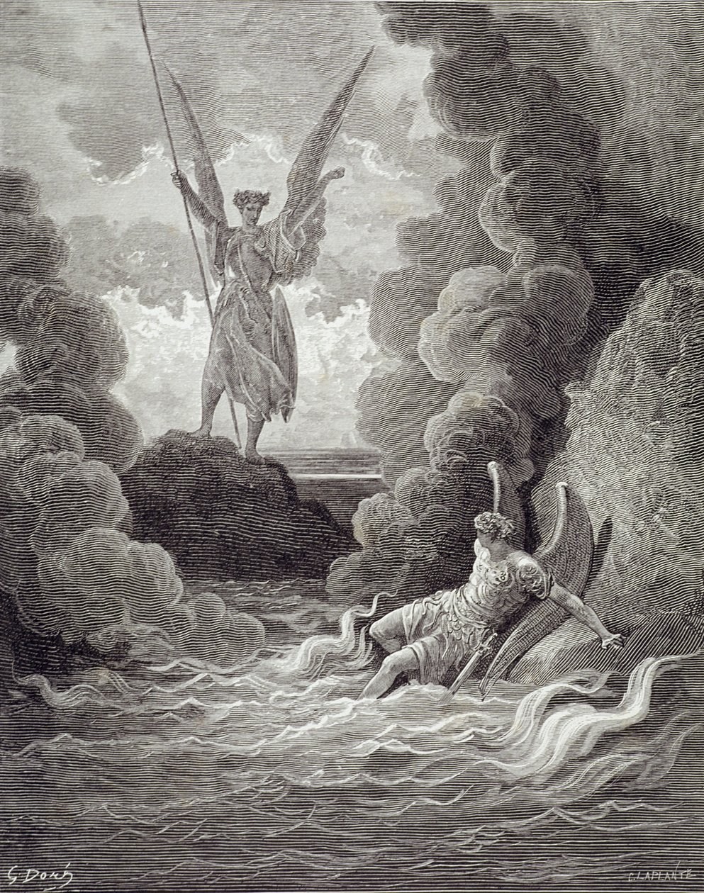 撒旦和别泽卜，来自约翰米尔顿（1608-74）的第一本书“天堂失落”，由查尔斯拉普兰特（1992）创作.c.1868 作者 古斯塔夫·多尔（Gustave Dore）