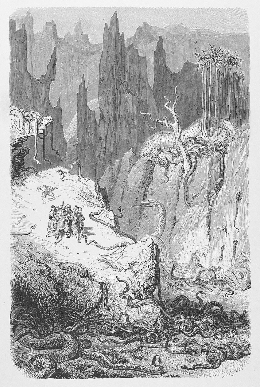 Sinbad在蛇之中，c.1868 作者 古斯塔夫·多尔（Gustave Dore）