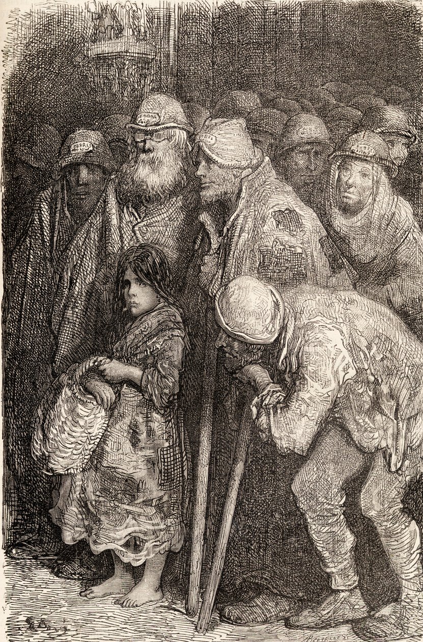 1978年西班牙布尔戈斯的西班牙乞丐，1878年（木版画） 作者 古斯塔夫·多尔（Gustave Dore）