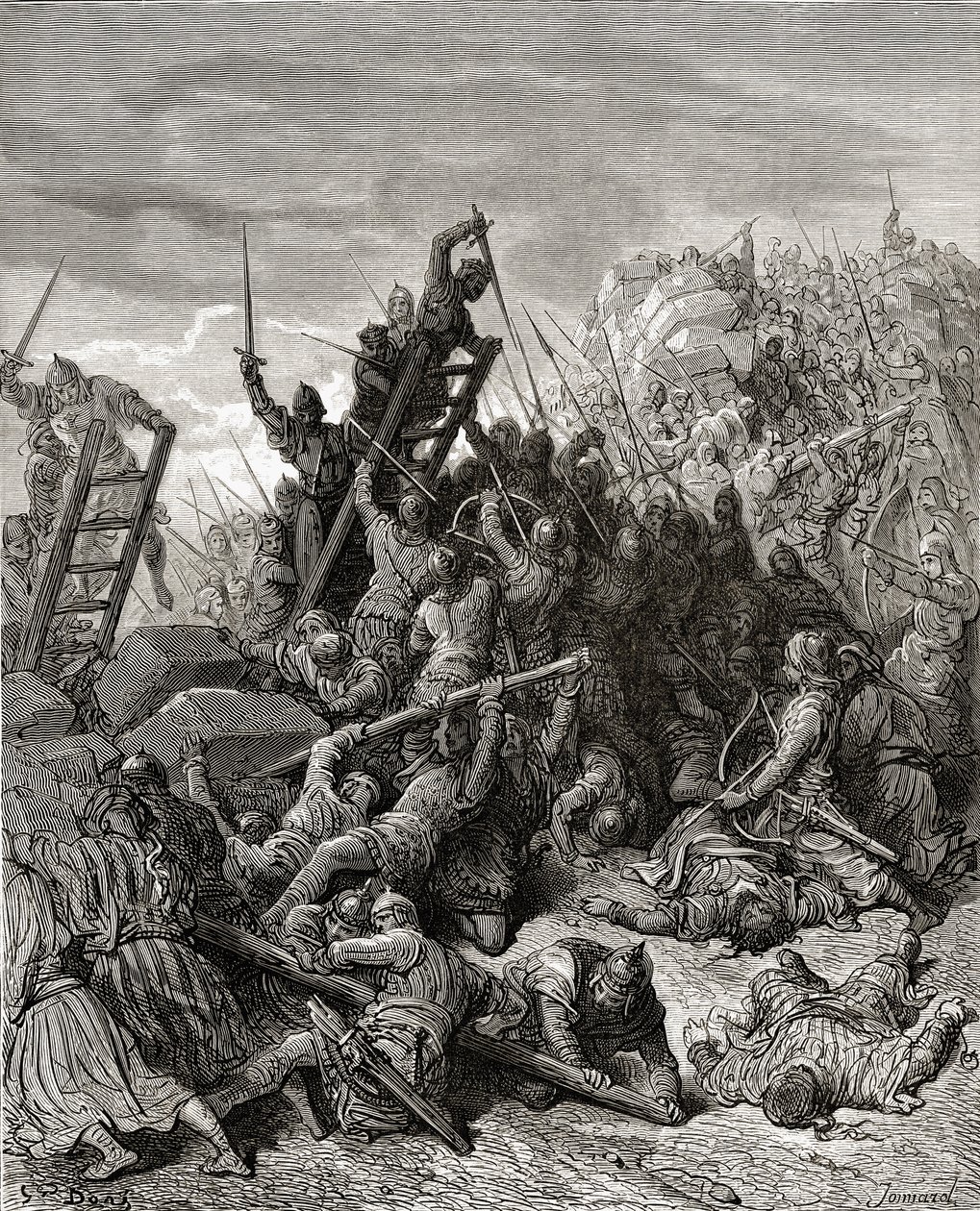托勒密的围困，来自JF的“十字军图书馆”。 Michaud，1877年 作者 古斯塔夫·多尔（Gustave Dore）