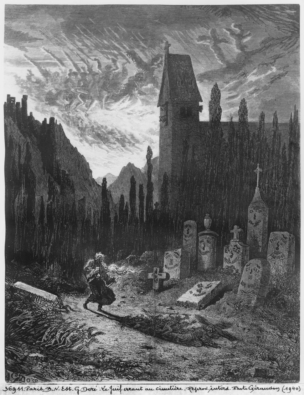 墓地中的流浪犹太人，由Octave Jahyer（b.1826）刻 作者 古斯塔夫·多尔（Gustave Dore）