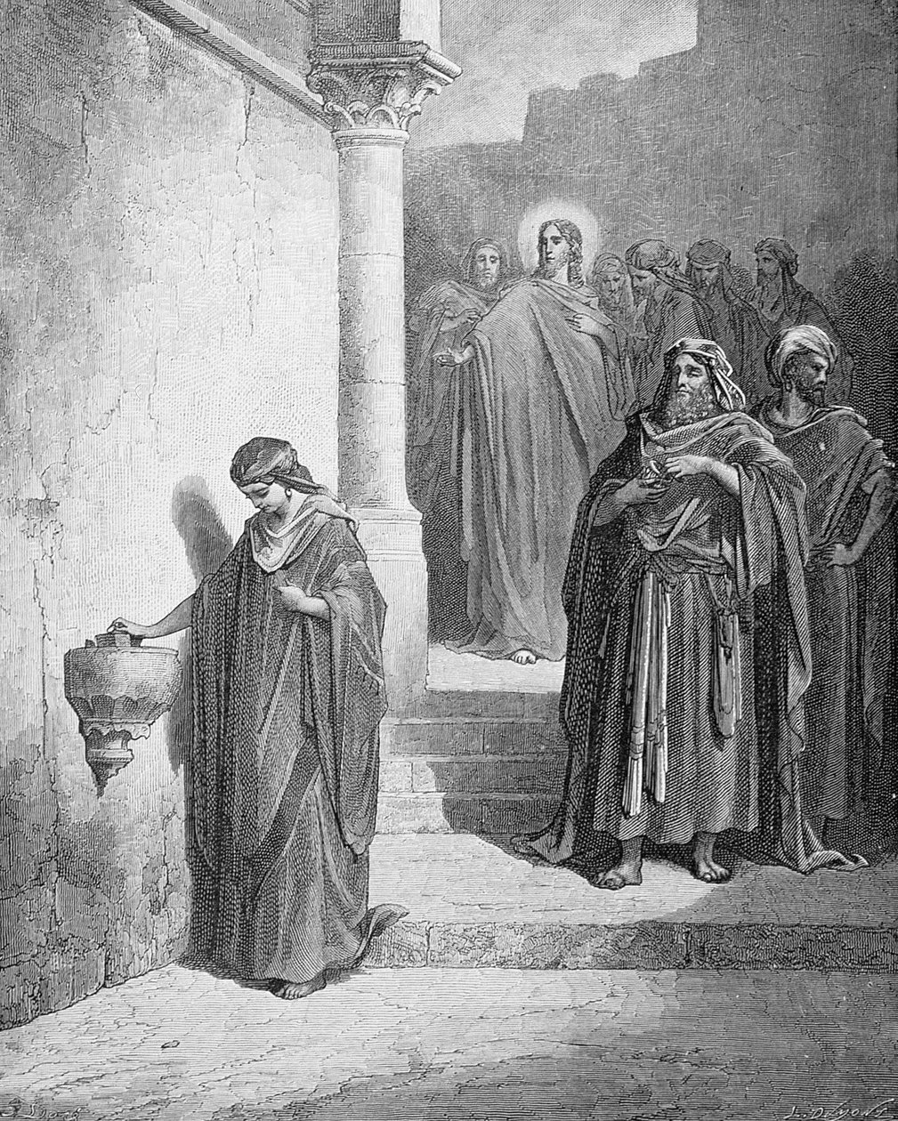 寡妇的螨，由L. Dumont雕刻，c.1868 作者 古斯塔夫·多尔（Gustave Dore）