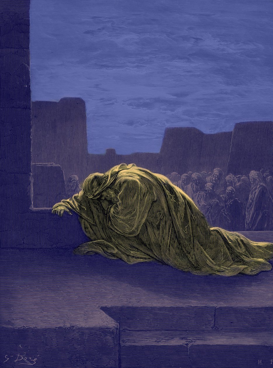 古斯塔夫·多雷（GustaveDoré）祈祷先知以斯拉（Ezra）。 - 圣经 作者 古斯塔夫·多尔（Gustave Dore）