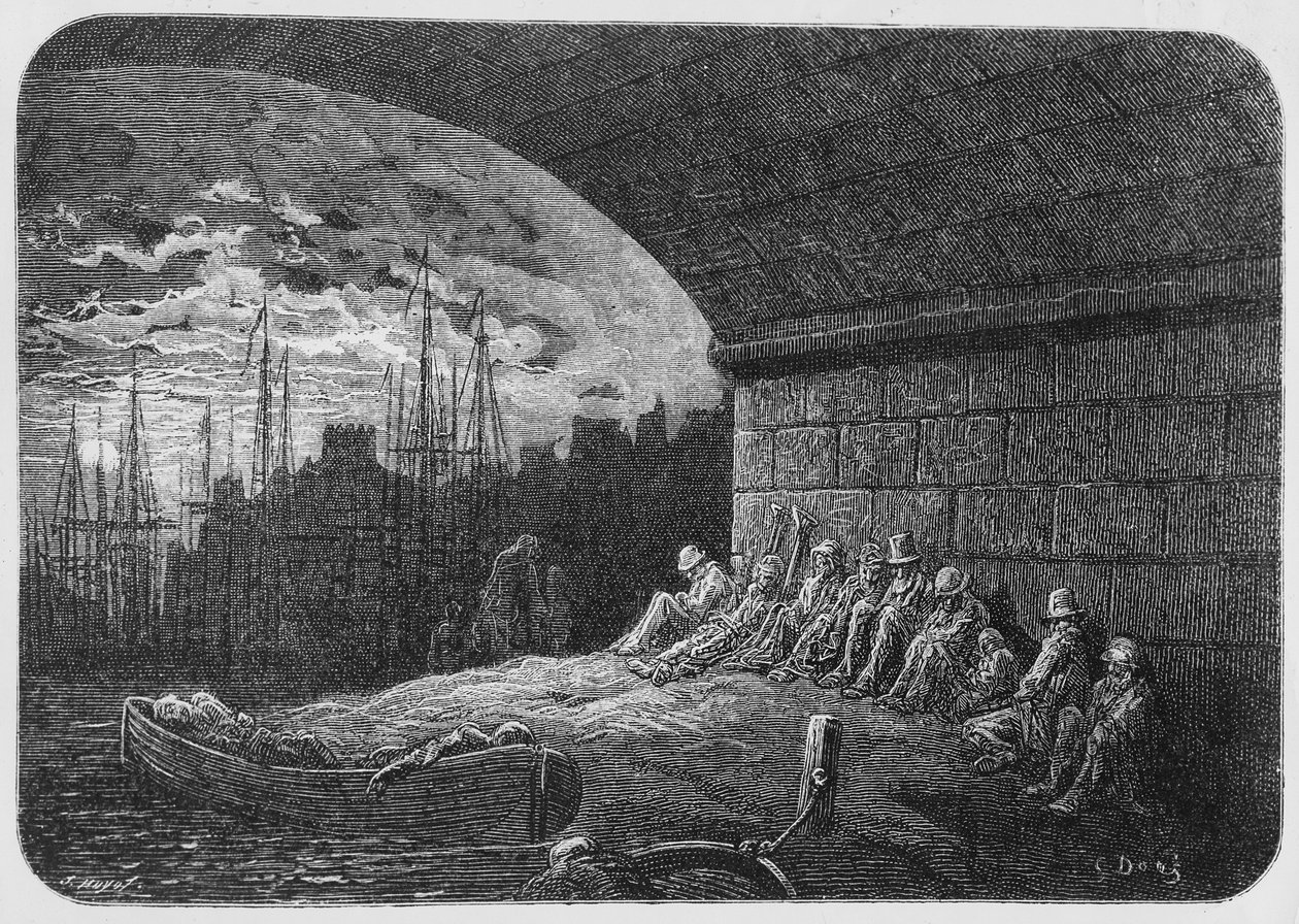 在拱门下，插图来自&39;伦敦，朝圣&39;，1872年 作者 古斯塔夫·多尔（Gustave Dore）