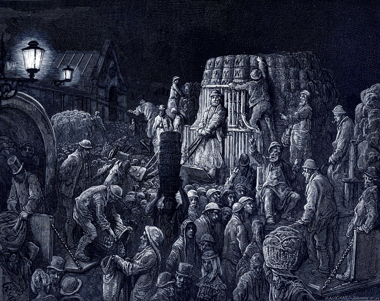 维多利亚时代的伦敦 - 考文特花园市场 作者 古斯塔夫·多尔（Gustave Dore）