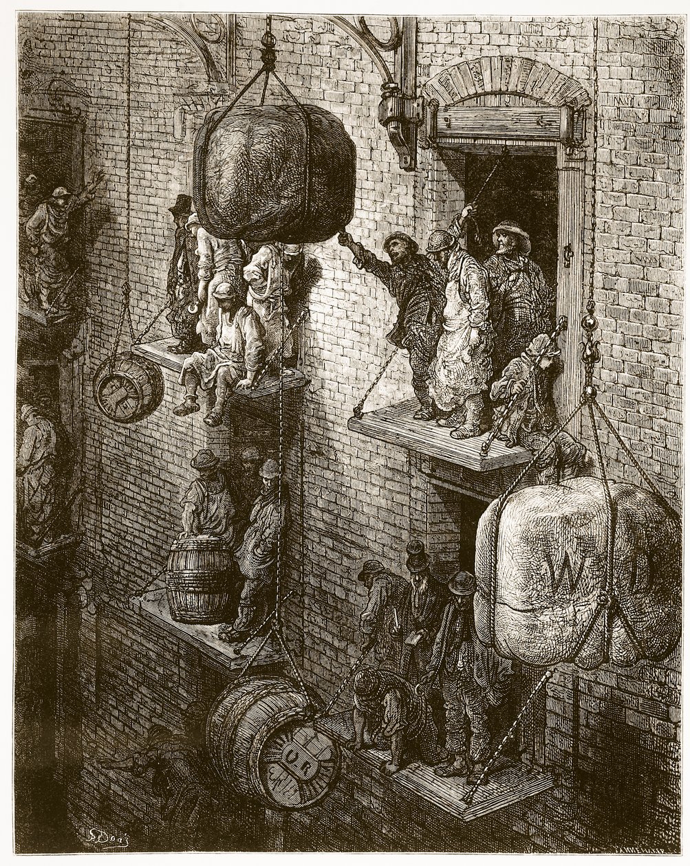 城市的仓储，来自&39;伦敦，一个朝圣&39;，由William Blanchard Jerrold（1826-84）编写，并由Adolphe Francois Pannemaker（b.1822）酒吧雕刻。 1872年 作者 古斯塔夫·多尔（Gustave Dore）