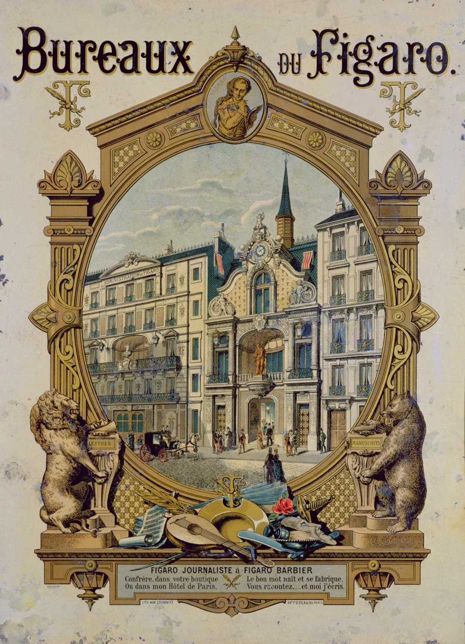 海报广告巴黎报纸Le Figaro，1880年 作者 古斯塔夫·格里莫因
