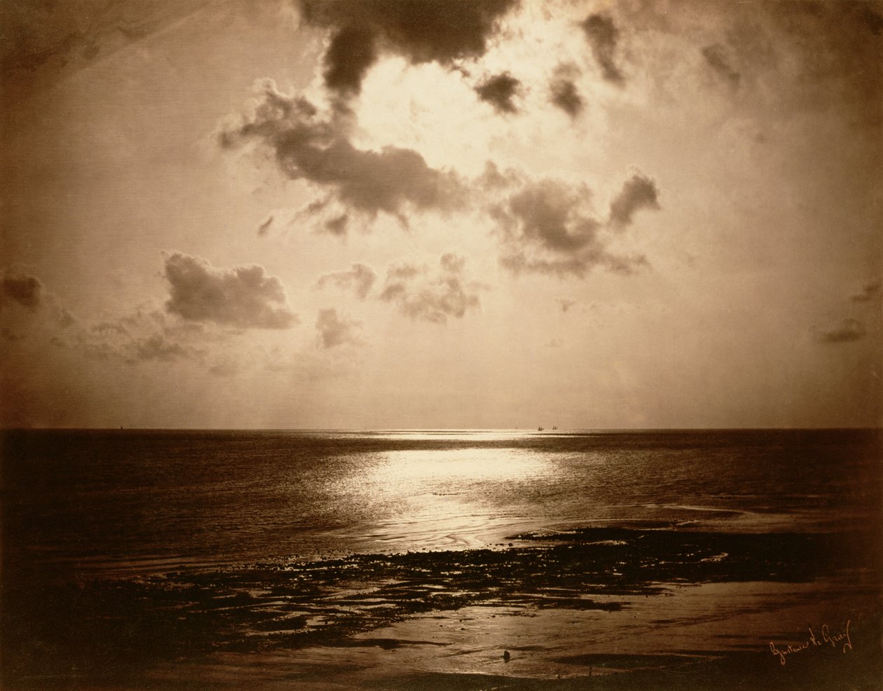 太阳效应 - 海洋，1857年（蛋白质从玻璃上的火山胶打印） 作者 古斯塔夫·勒格雷