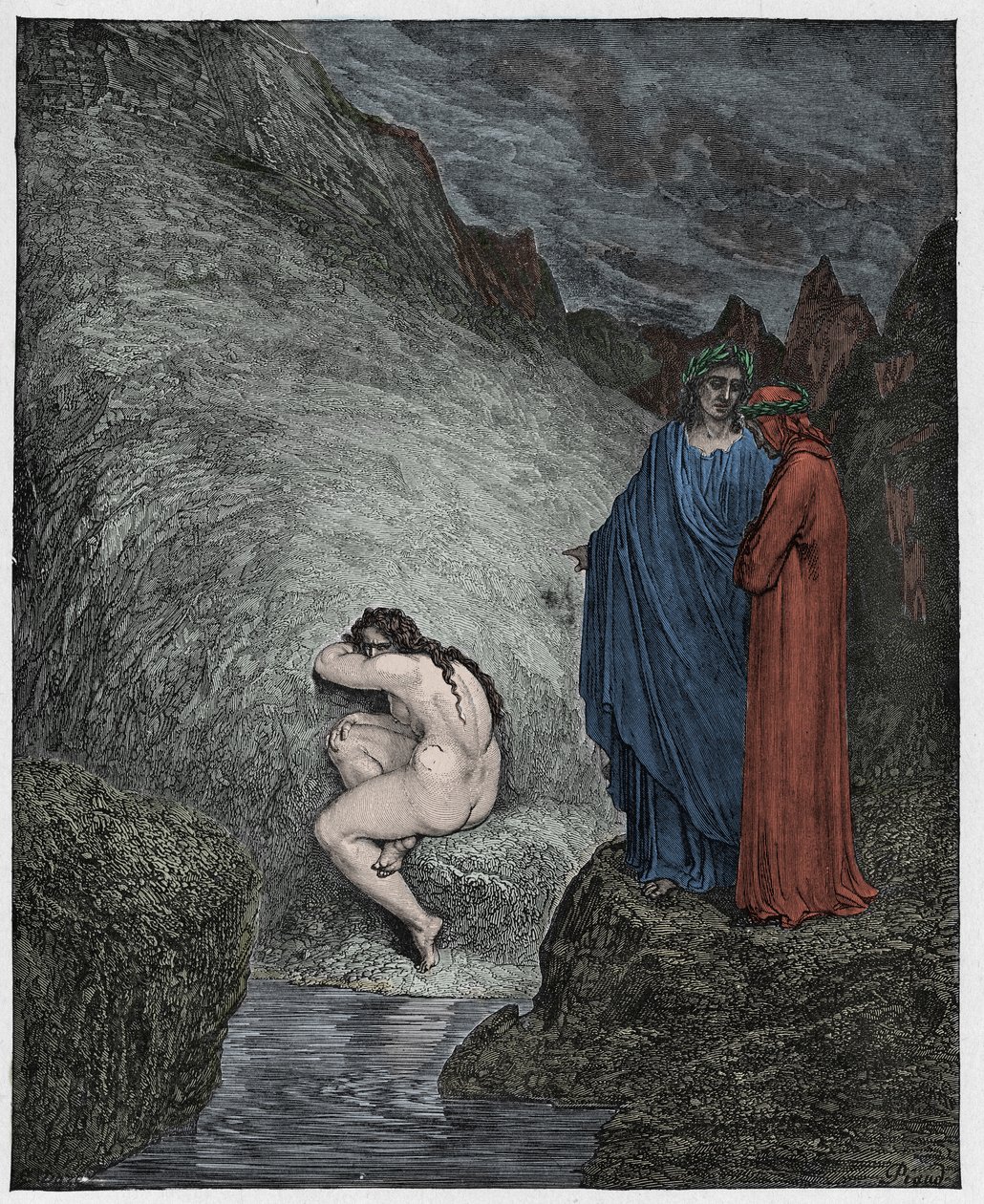 Inferno，Canto 30：Myrrha，因乱伦而受到谴责，来自Dante Alighieri的The Divine Comedy的插图，1885年（数字彩色雕刻） 作者 古斯塔夫之后多尔