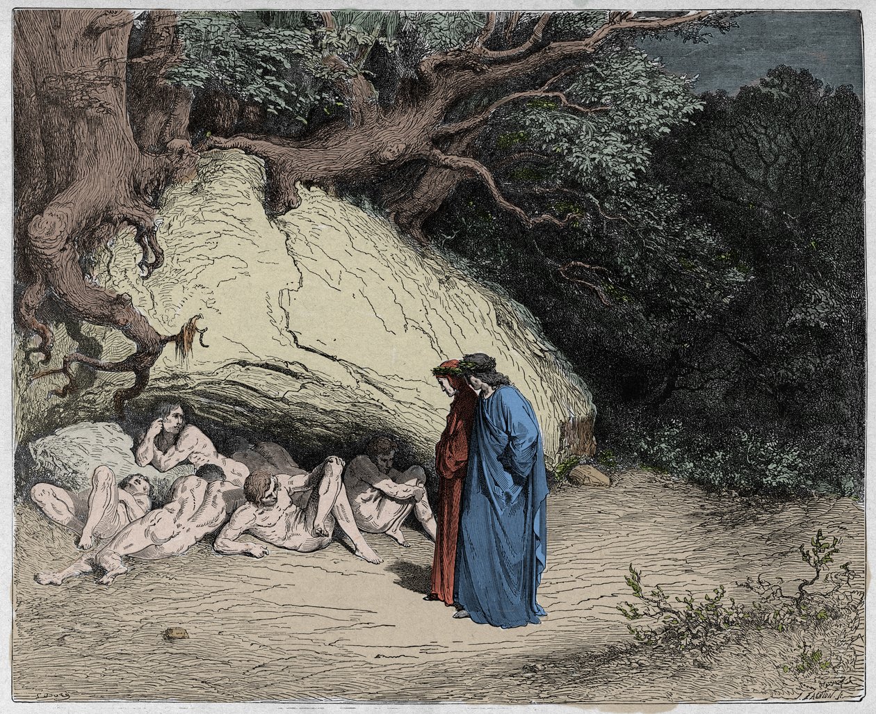 Inferno，Canto 4：Limbo中无辜的灵魂，来自Dante Alighieri的The Divine Comedy的插图，1885年（数字彩色雕刻） 作者 古斯塔夫之后多尔