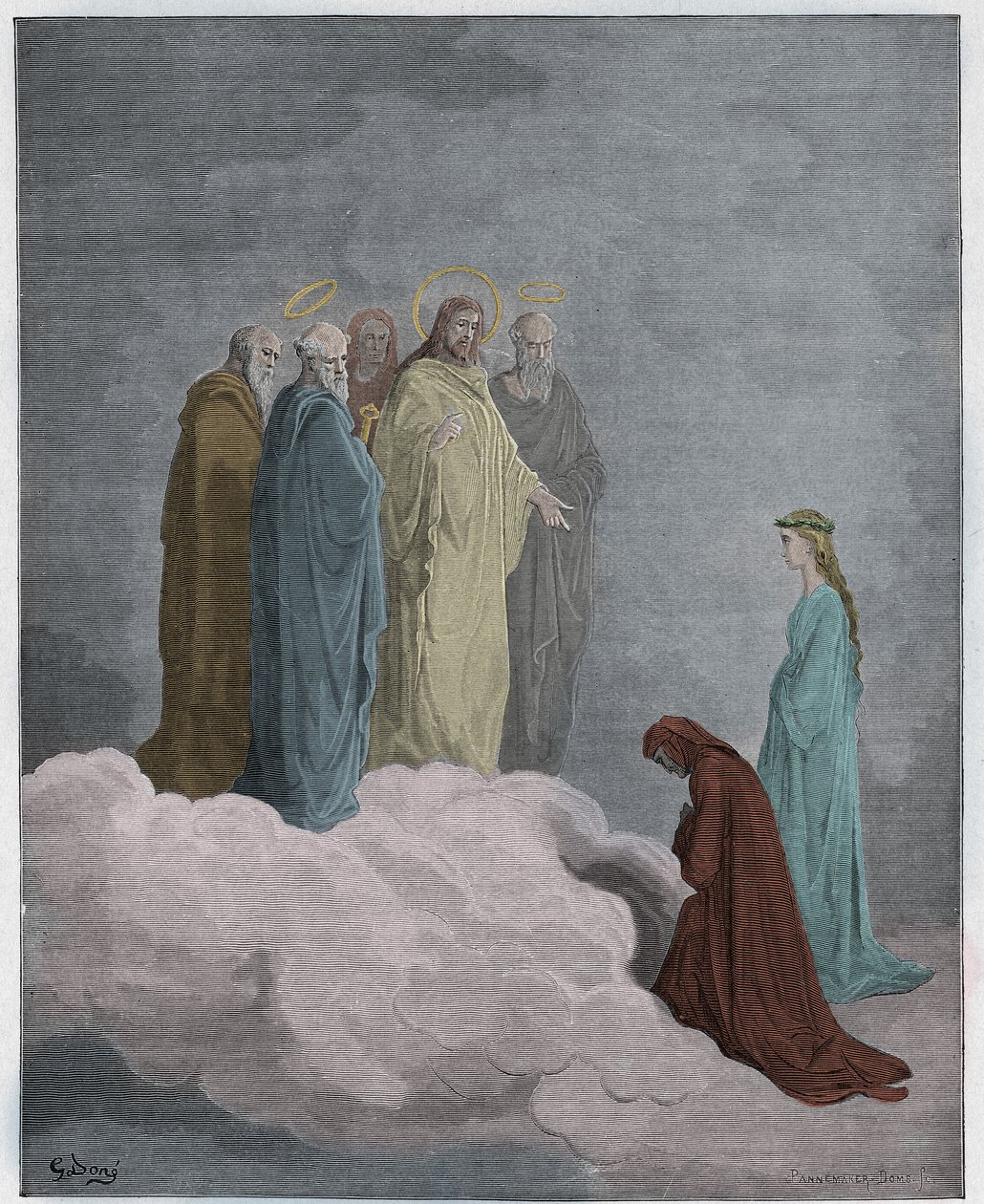 Paradiso，Canto 26：圣约翰考察了Dante关于爱情，插图来自Dante Alighieri的The Divine Comedy，1885年（数字彩色雕刻） 作者 古斯塔夫之后多尔