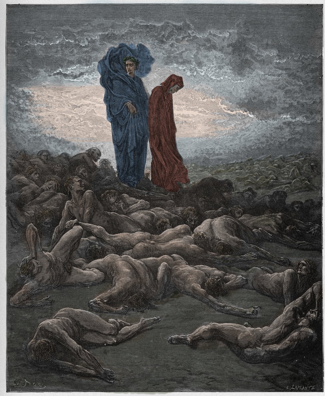 Purgatorio，Canto 20：贪得无厌的灵魂，来自The Danine Comedy by Dante Alighieri，1885年（数字彩色雕刻） 作者 古斯塔夫之后多尔