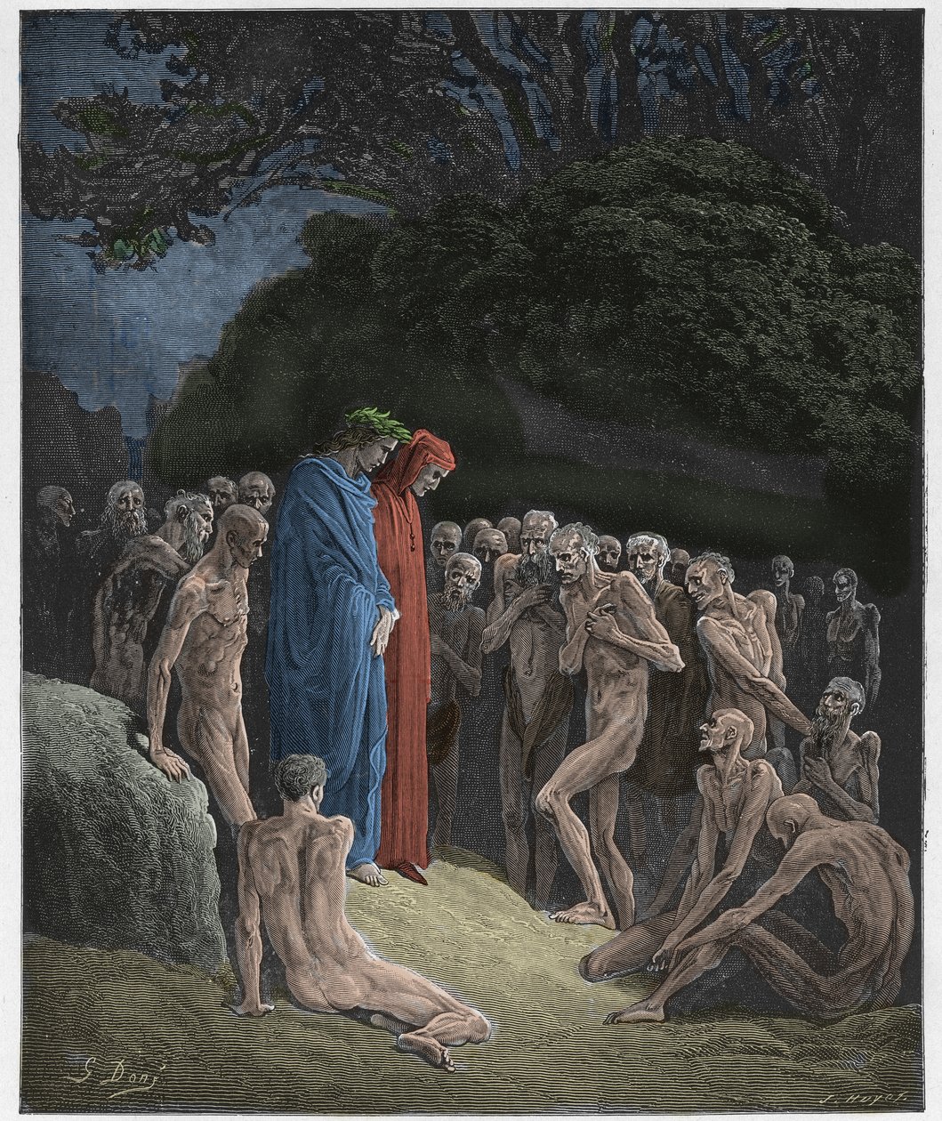 Purgatorio，Canto 23：愚蠢的灵魂，来自The Danine Comedy by Dante Alighieri，1885年的插图（数字彩色雕刻） 作者 古斯塔夫之后多尔