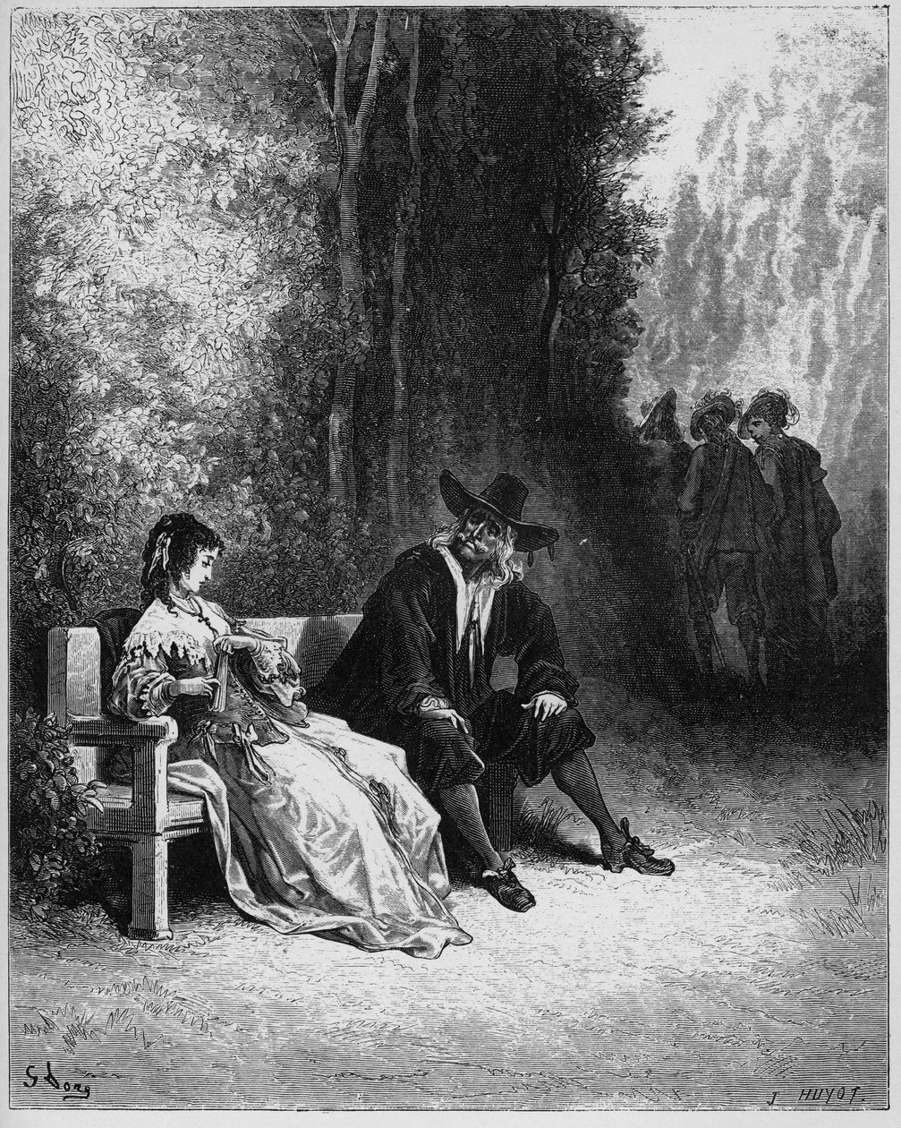 La fille--女孩--出自让-德-拉封丹（Lafontaine）（1621-95）的《寓言》--根据古斯塔夫-多尔（1832-83）的作品雕刻--私人收藏 作者 古斯塔夫（之后）多尔