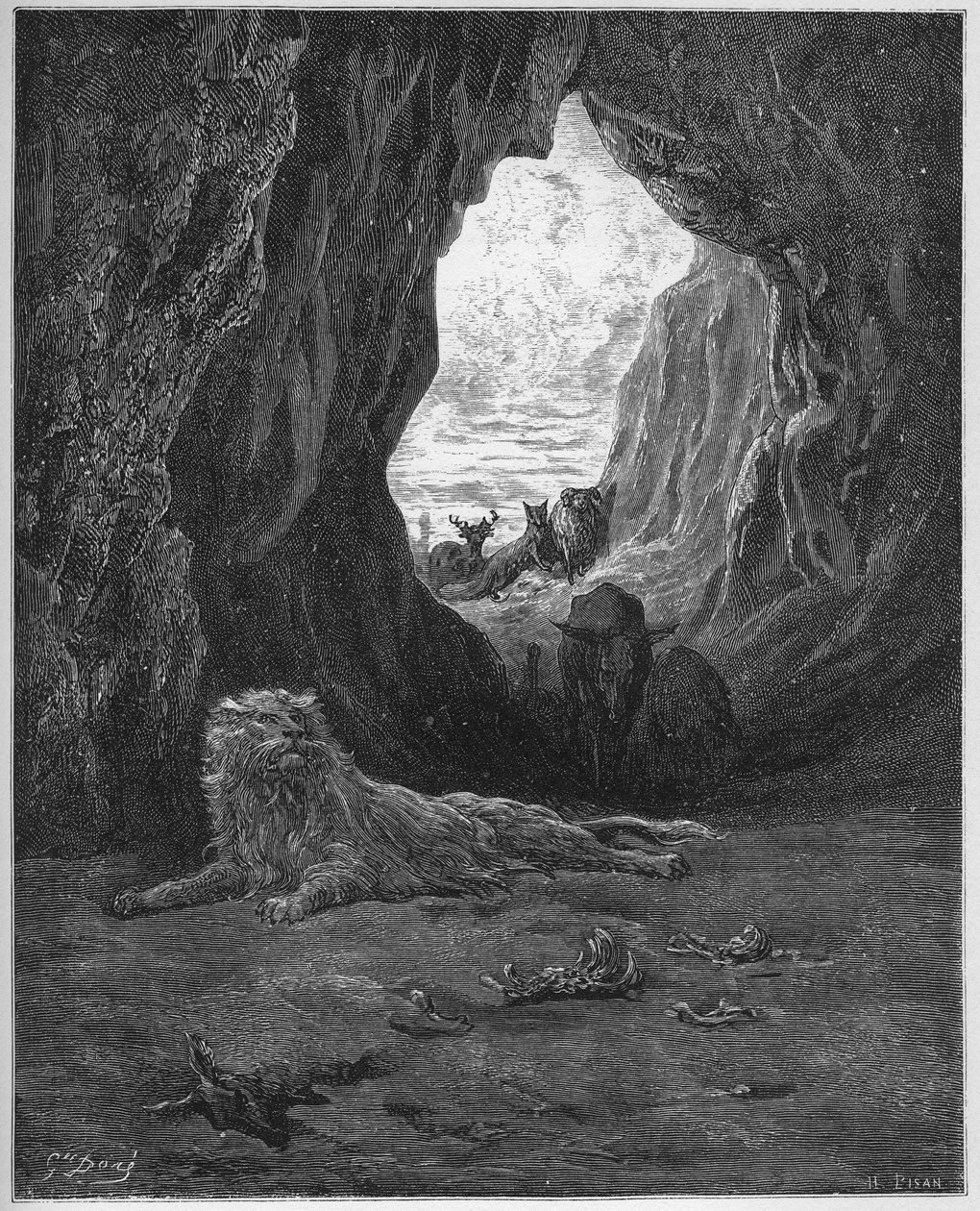 Le lion malade et le fox - The Fox and the Sick Lion - from 