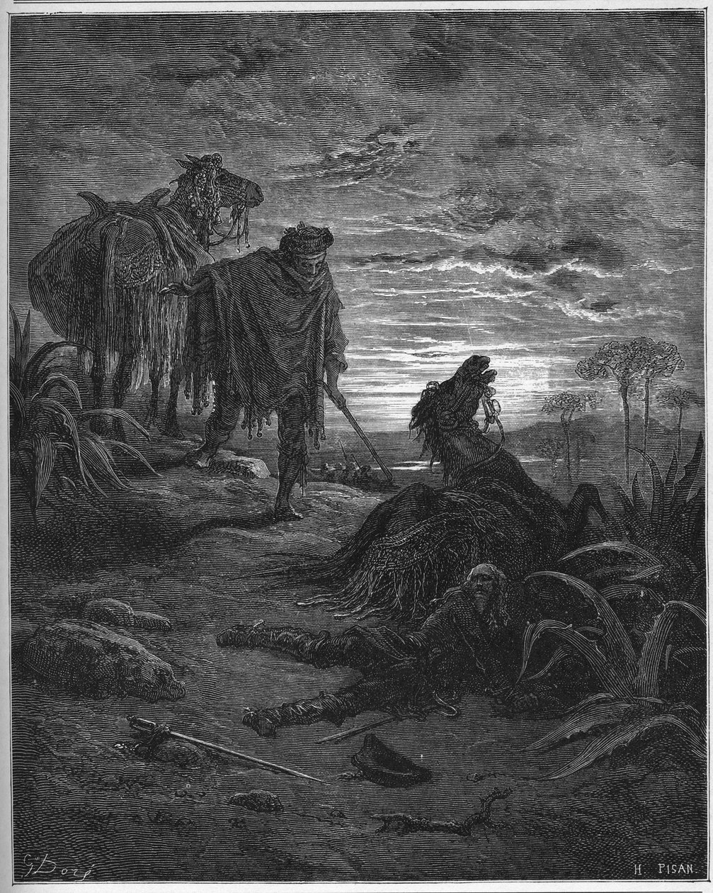 Les Deux Mules - 两只骡子 - 来自Jean de La Fontaine (Lafontaine) (1621-95)的《寓言》--根据Gustave Dore (1832-83)的作品雕刻 - 私人收藏 作者 古斯塔夫（之后）多尔