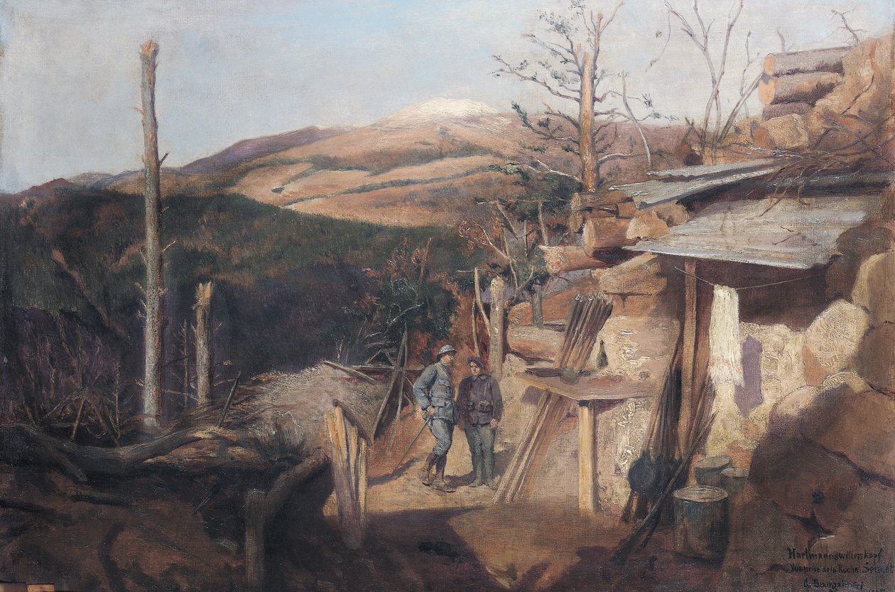Hartmanswillerkopf，Roche-Sermet的视图，1915年 作者 古斯塔夫·布尔加因