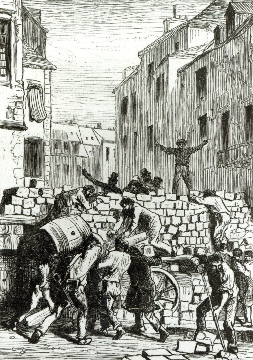 街垒，维克多·雨果的“悲惨世界”插图（1802-85） 作者 古斯塔夫·布里昂（Gustave Brion）