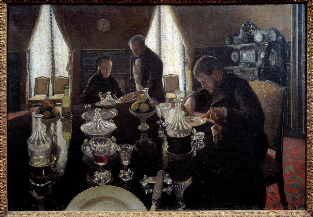 午餐。 Gustave Caillebotte绘画 作者 古斯塔夫·卡耶博特