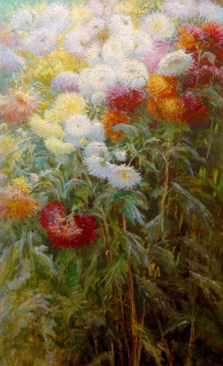 菊花，小小的花园 作者 古斯塔夫·卡耶博特