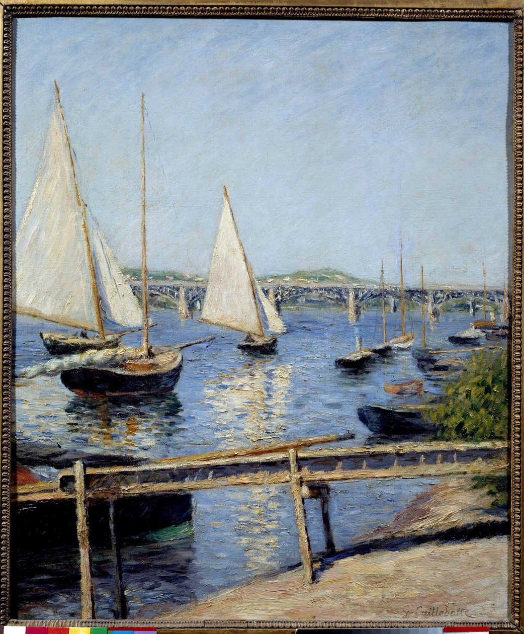 Argenteuil 中的帆船 Gustave Caillebotte (1848-1894) 1888 年作画。 0,65x0,55 m 巴黎，奥赛博物馆 - Argenteuil 的帆船。 古斯塔夫·卡耶博特 (Gustave Caillebotte) (1848-1894) 的画作，1888 年。0.65 x 0.55 m。 巴黎奥赛博物馆 作者 古斯塔夫·卡耶博特