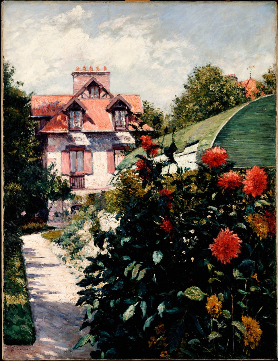大丽花，小小的Gennevilliers花园，1893年 作者 古斯塔夫·卡耶博特