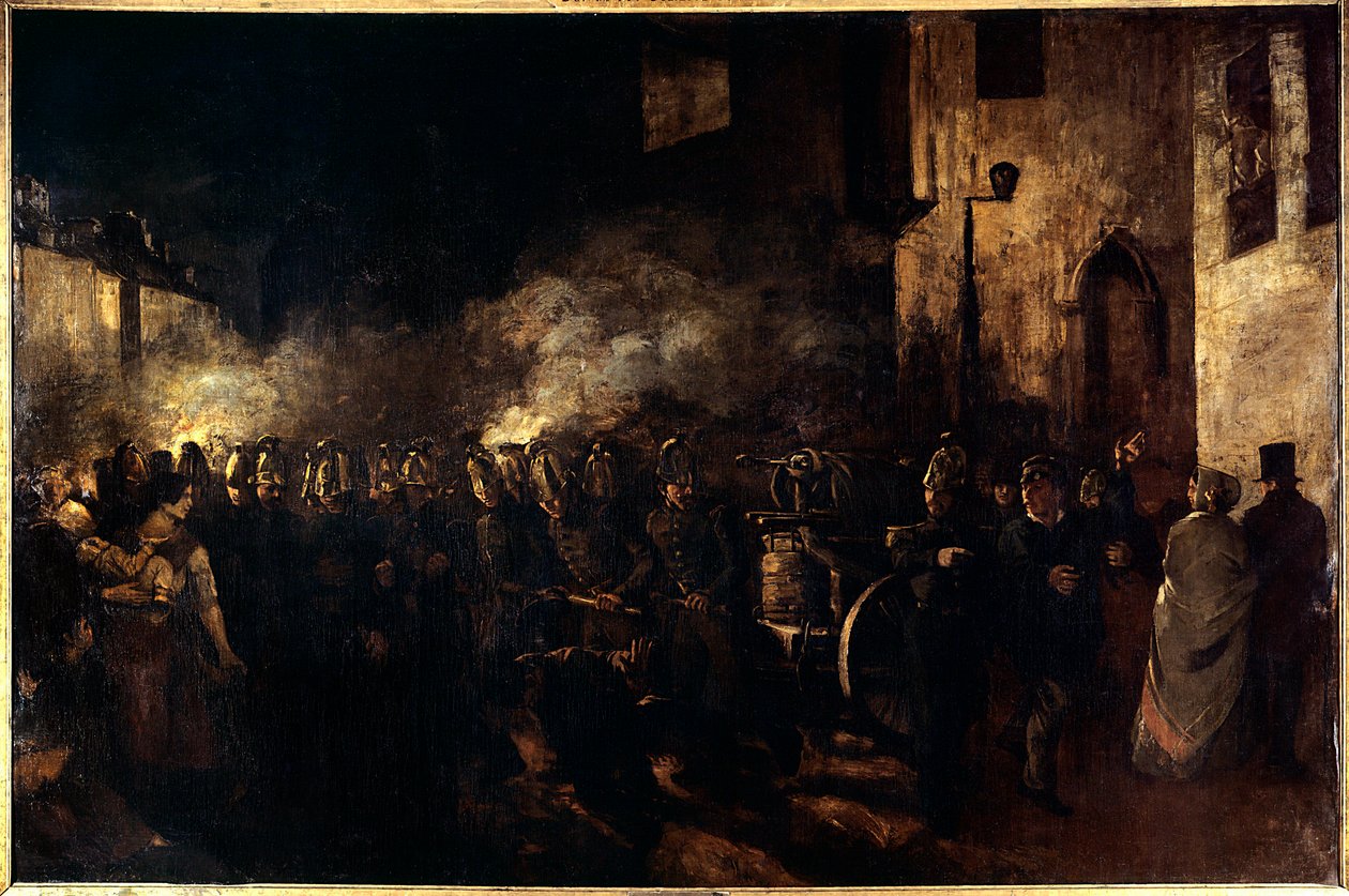 Fire fighters running a fire Painting by Gustave Courbet (1819-1877) 1850 Sun. 3,88x5,8 m Paris, Musee du petit palais 作者 古斯塔夫·库尔贝
