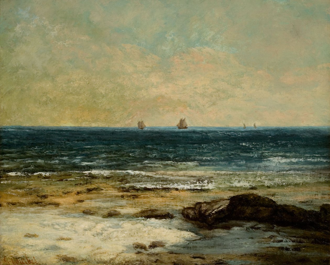 法语: Les Bords de la mer à Palavas 作者 古斯塔夫·库尔贝