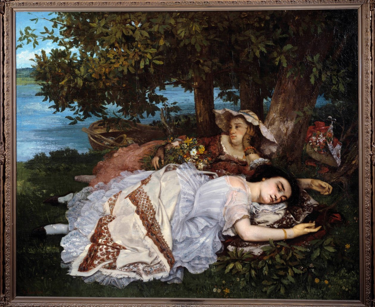 Les damoiselles des Banks de Seine 由 Gustave Courbet (1819-1877) 绘画 作者 古斯塔夫·库尔贝